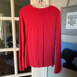 Oiselle Wazzie Wool sz 12 Vibrant Warm Red Long Sleeve Tee